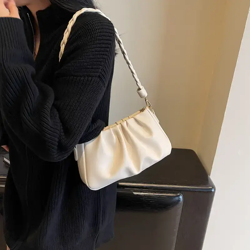 Trendy Brown Pleated Shoulder Bag for Women 2023 - Image 8