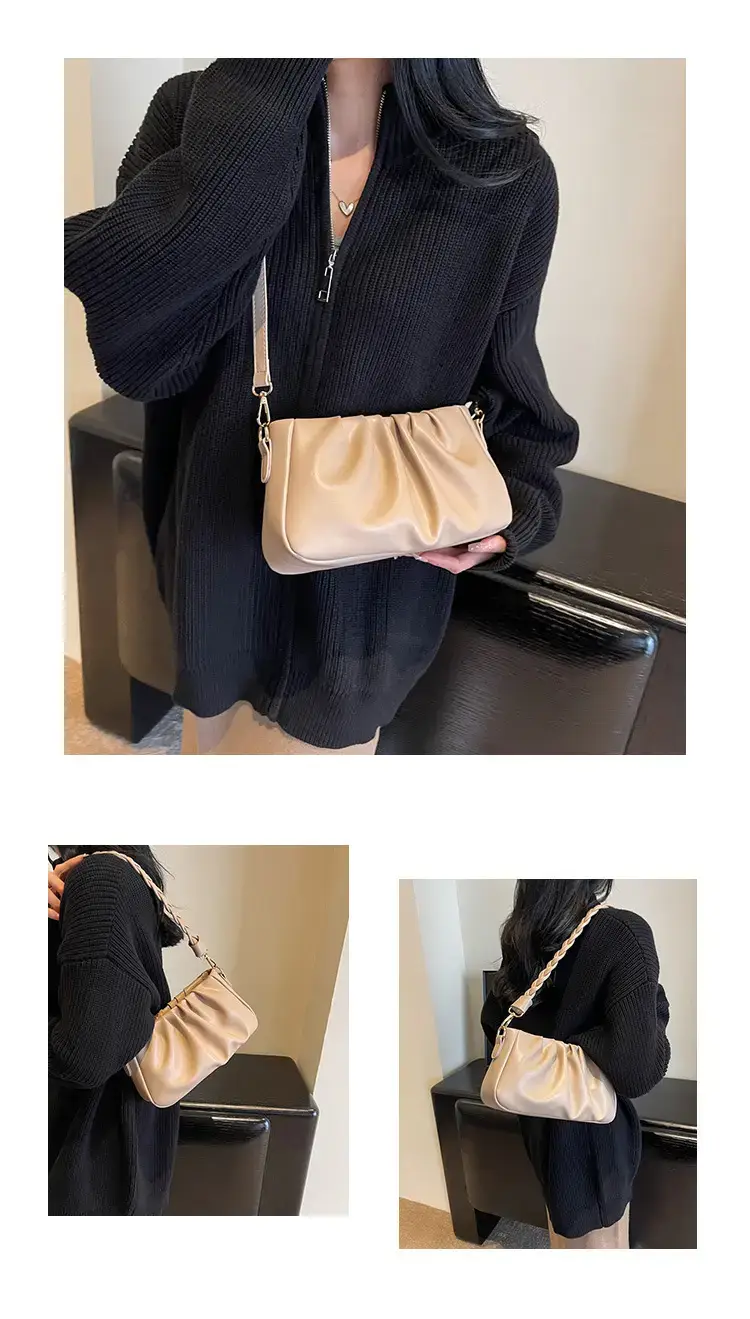 Trendy Brown Pleated Shoulder Bag for Women 2023 — feature 12