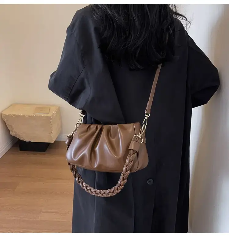 Trendy Brown Pleated Shoulder Bag for Women 2023 — feature 14