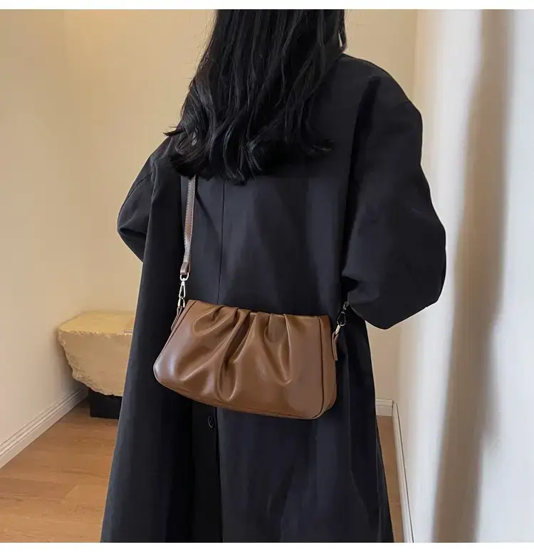 Trendy Brown Pleated Shoulder Bag for Women 2023 — feature 15
