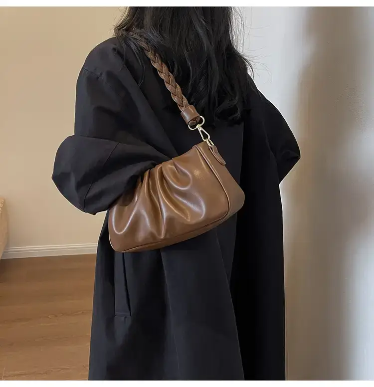 Trendy Brown Pleated Shoulder Bag for Women 2023 — feature 16