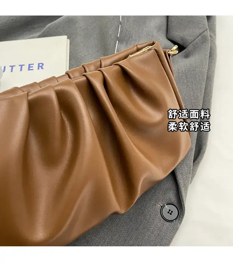 Trendy Brown Pleated Shoulder Bag for Women 2023 — feature 3
