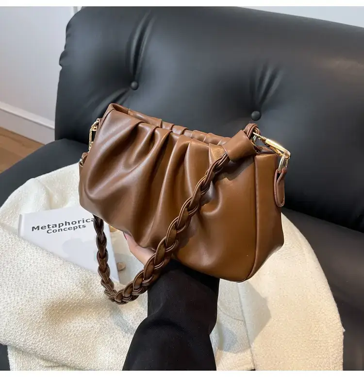 Trendy Brown Pleated Shoulder Bag for Women 2023 — feature 36
