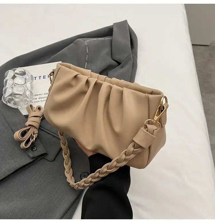 Trendy Brown Pleated Shoulder Bag for Women 2023 — feature 38