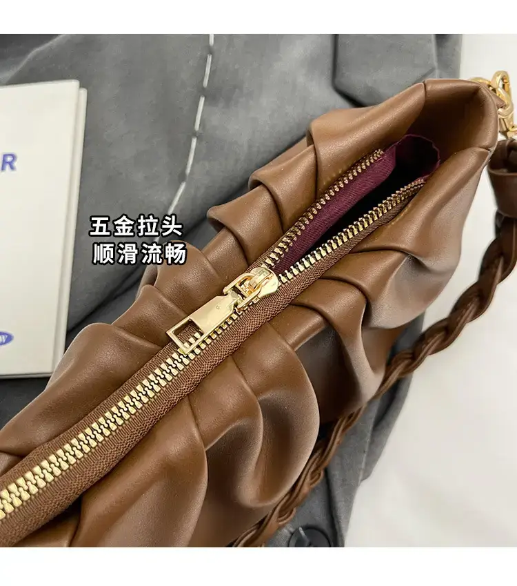 Trendy Brown Pleated Shoulder Bag for Women 2023 — feature 4