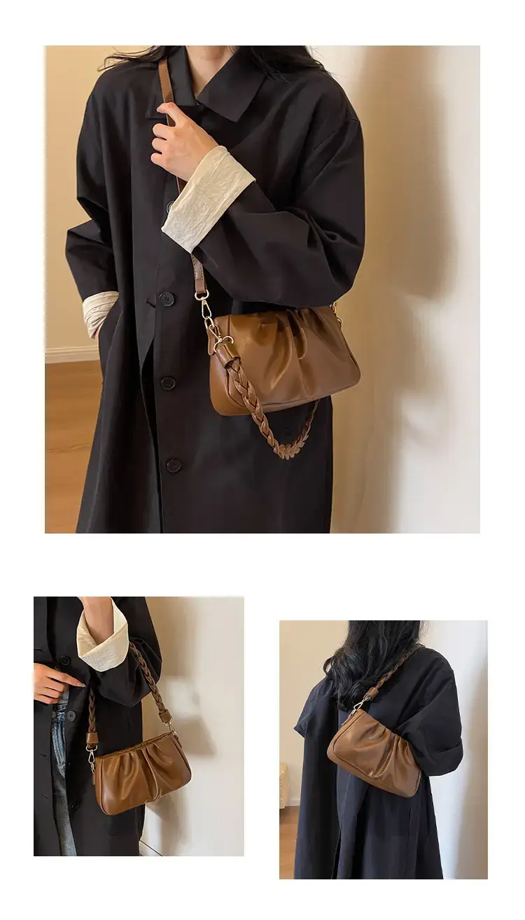 Trendy Brown Pleated Shoulder Bag for Women 2023 — feature 9