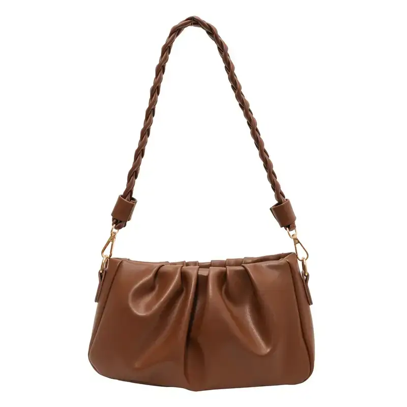 Trendy Brown Pleated Shoulder Bag for Women 2023 - Image 2