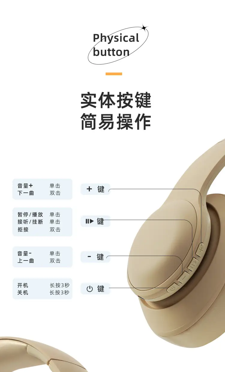 Wireless Bluetooth Headset with Metal Headband Beige β feature 13