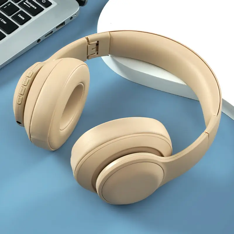 Wireless Bluetooth Headset with Metal Headband Beige