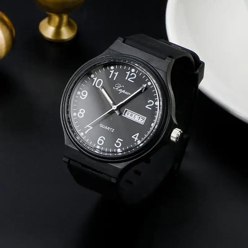 Black Korean Style Double Calendar Watch for Women Men - Image 8