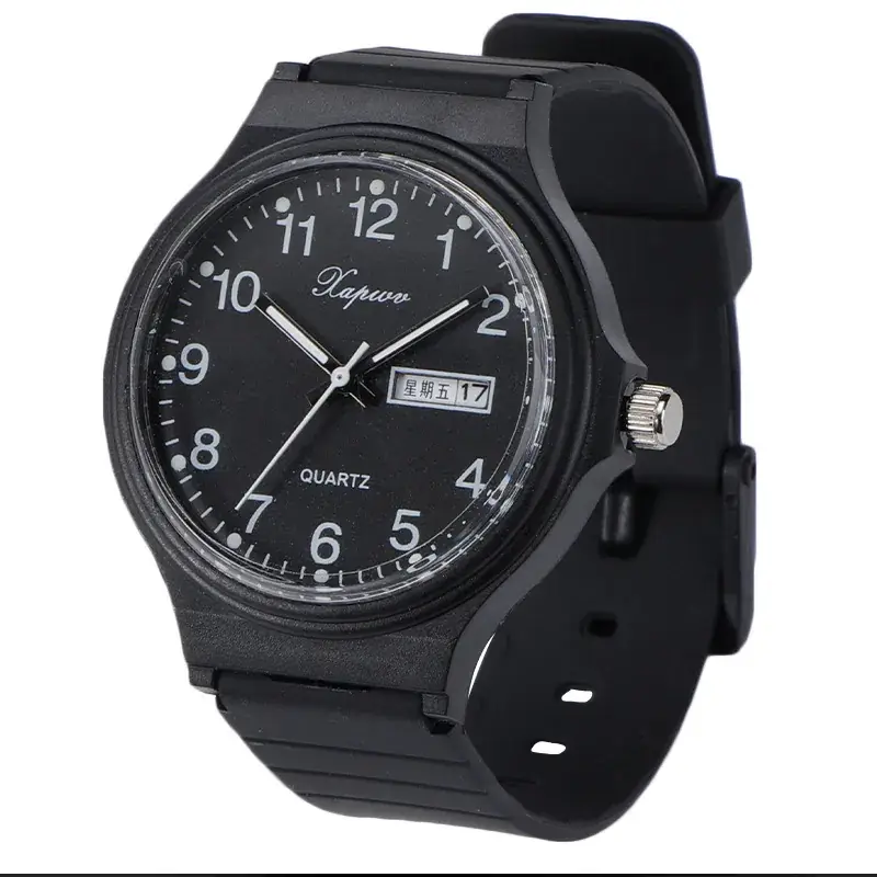 Black Korean Style Double Calendar Watch for Women Men - Image 11