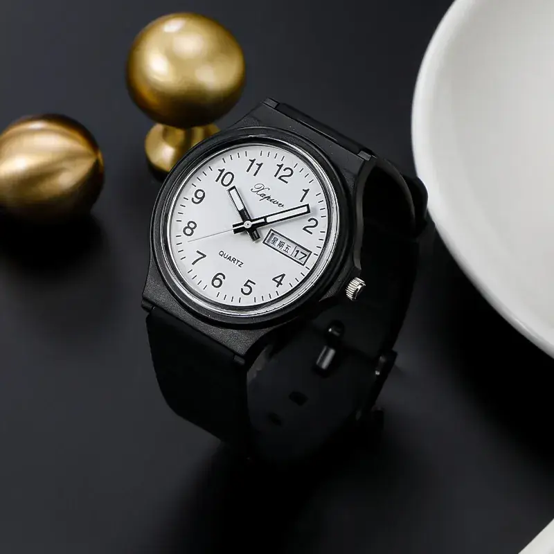Black Korean Style Double Calendar Watch for Women Men - Image 4