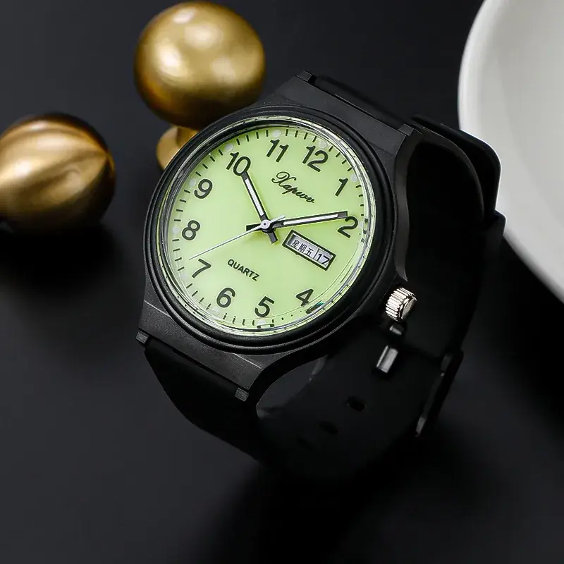 Black Korean Style Double Calendar Watch for Women Men - Image 5