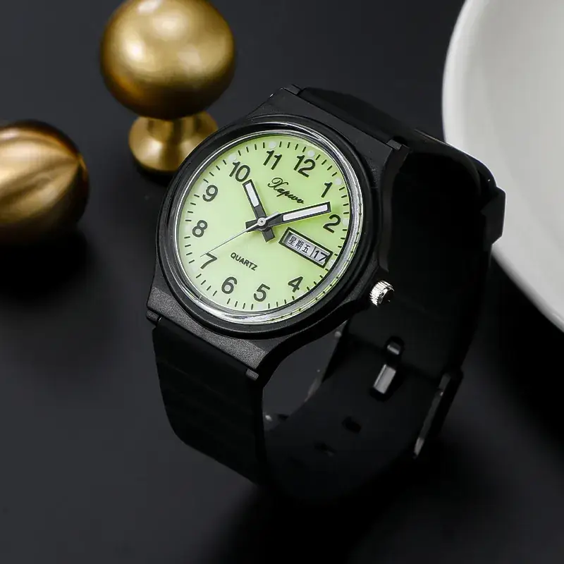 Black Korean Style Double Calendar Watch for Women Men - Image 6