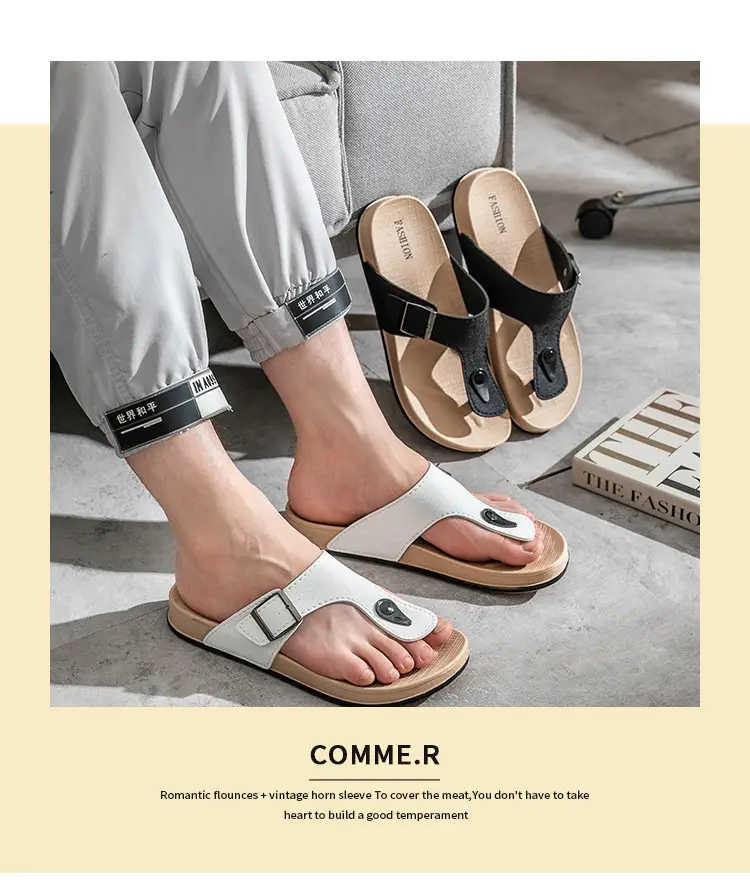 Men's Silver Strap Flip Flops with Thick Non-Slip Sole — feature 12