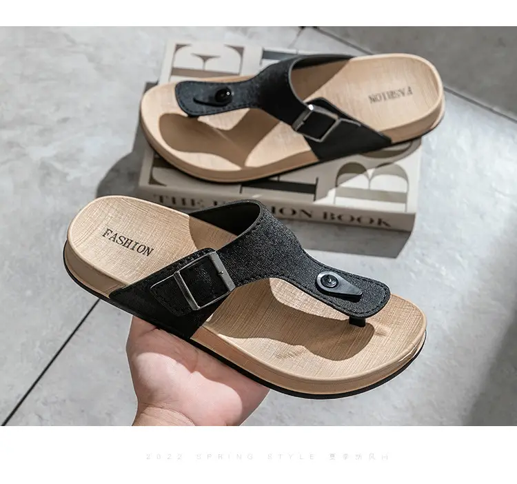 Men's Silver Strap Flip Flops with Thick Non-Slip Sole — feature 17