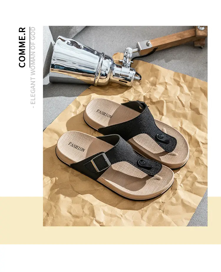 Men's Silver Strap Flip Flops with Thick Non-Slip Sole — feature 20