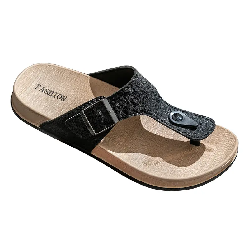 Men's Silver Strap Flip Flops with Thick Non-Slip Sole - Image 2