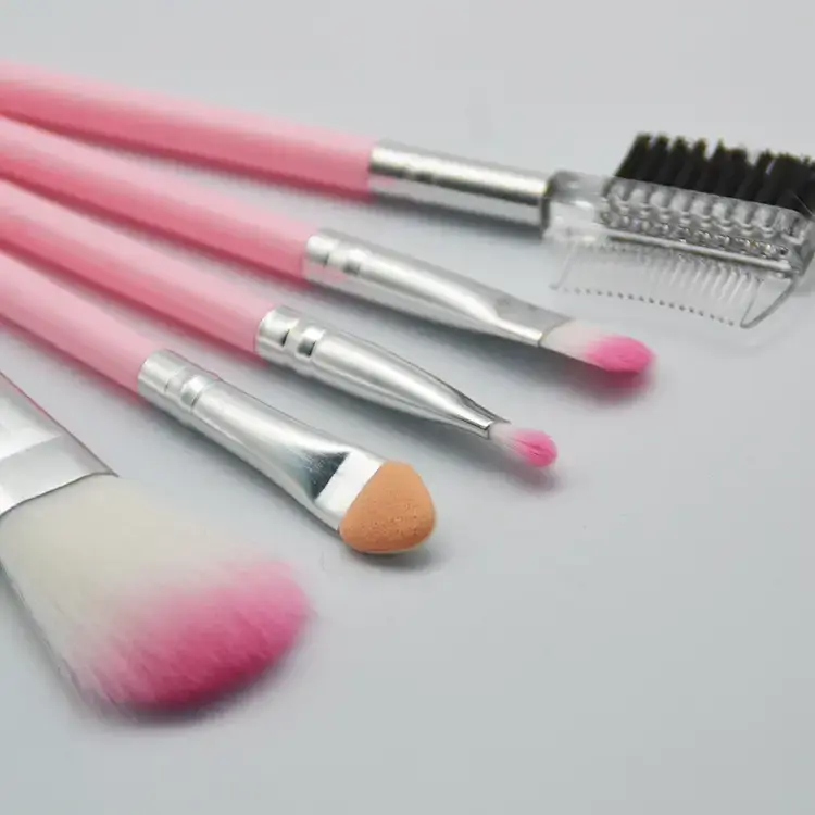Foreign Trade 5-Piece Makeup Brushes Set Pink Silver - Image 4