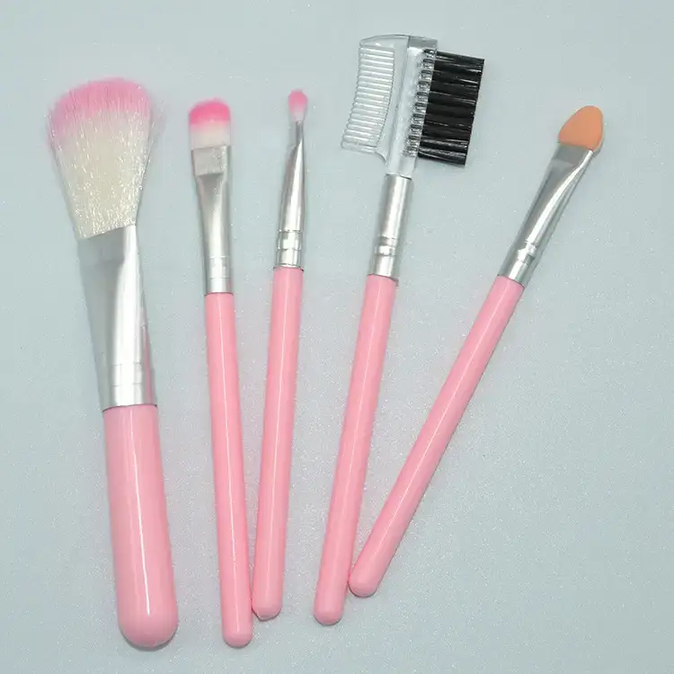 Foreign Trade 5-Piece Makeup Brushes Set Pink Silver - Image 2