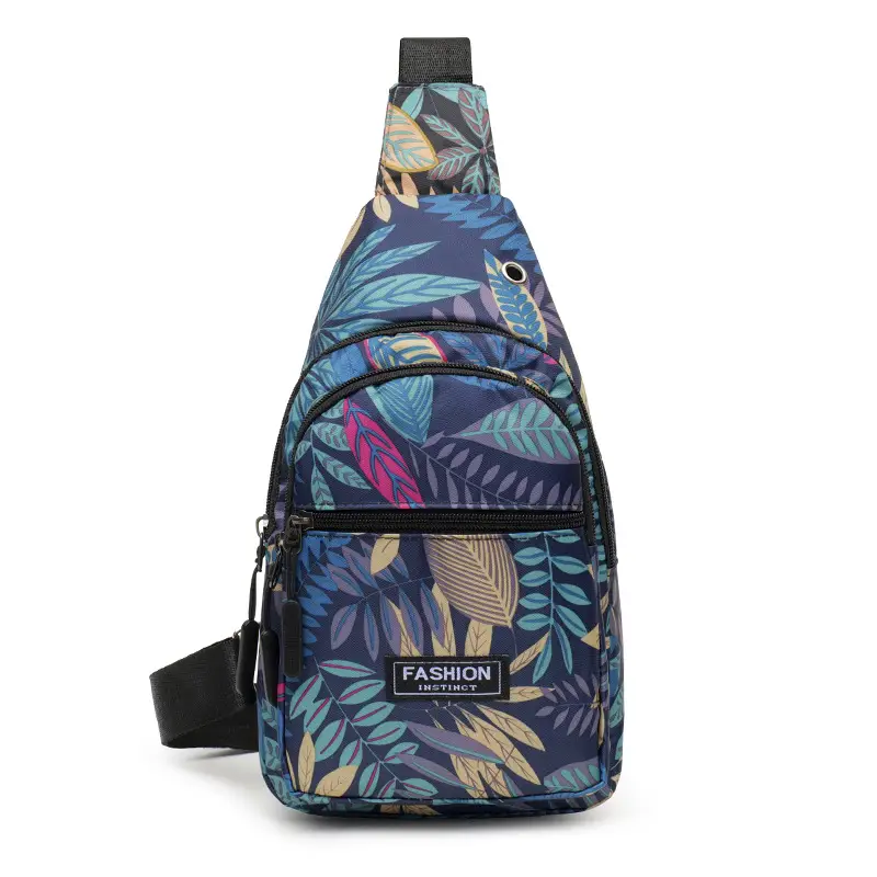 Men's Printed Nylon Crossbody Bag with Leaf Design - Image 9