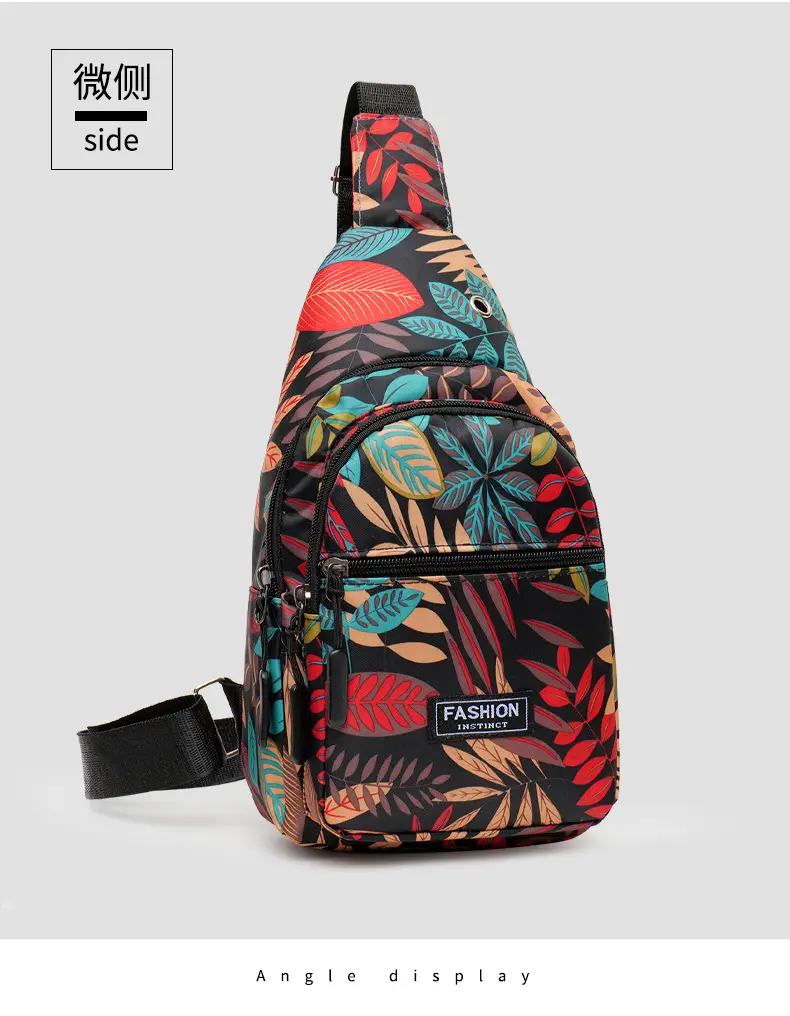 Men's Printed Nylon Crossbody Bag with Leaf Design — feature 19