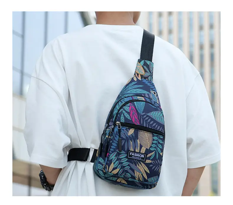 Men's Printed Nylon Crossbody Bag with Leaf Design — feature 25