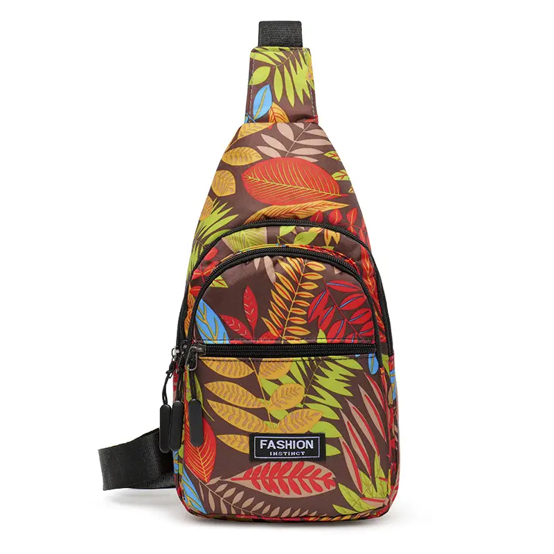 Men's Printed Nylon Crossbody Bag with Leaf Design - Image 2