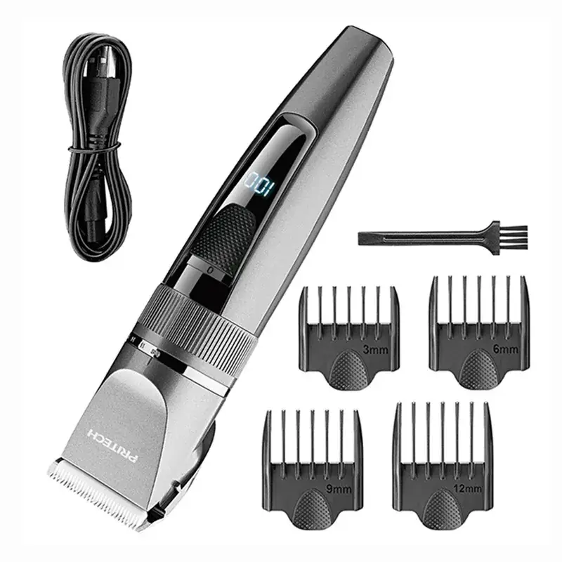 Rechargeable Digital Hair Clipper with 5 Attachments