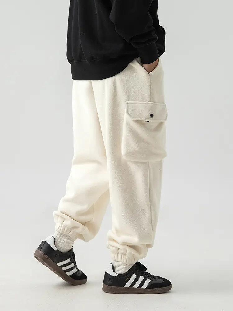 Japanese Fleece Sweatpants Large Pocket 2024 Winter