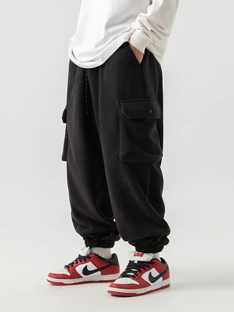 Japanese Fleece Sweatpants Large Pocket 2024 Winter