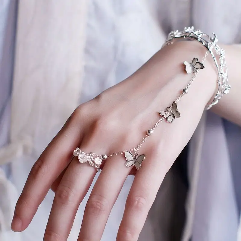 Silver Butterfly Bracelet with Ancient Design for Women — feature 2