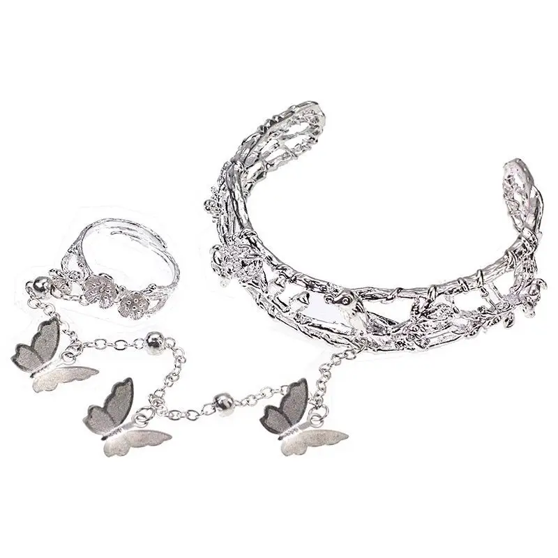 Silver Butterfly Bracelet with Ancient Design for Women — feature 6