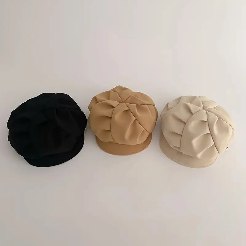 Black Octagonal Beret for Kids Autumn Winter 2026