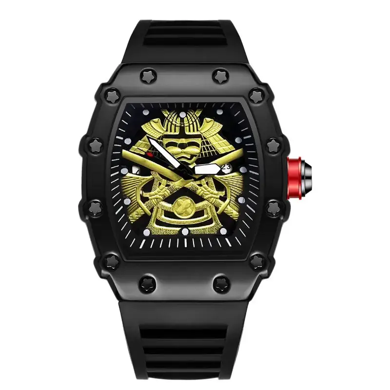Men's Samurai Watch Black Gold Mechanical Sports Waterproof - Image 2