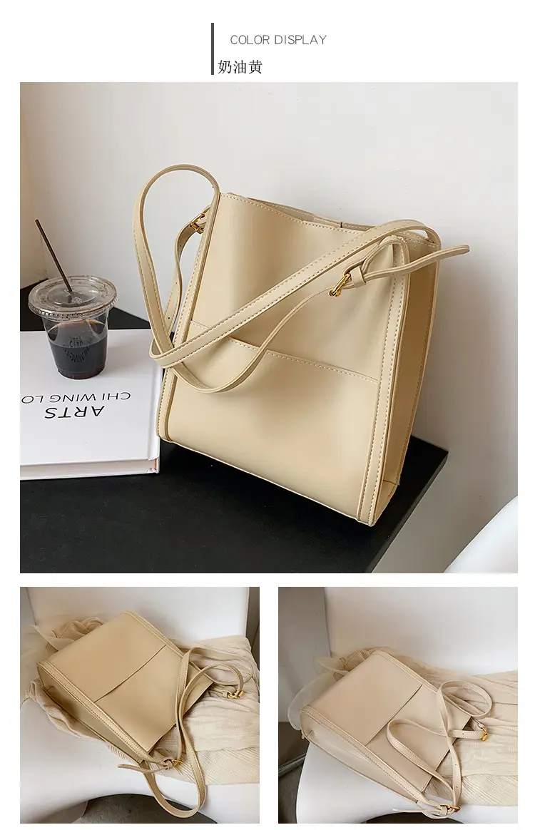 Women's Large Capacity Shoulder Messenger Bag Cream Gold — feature 10