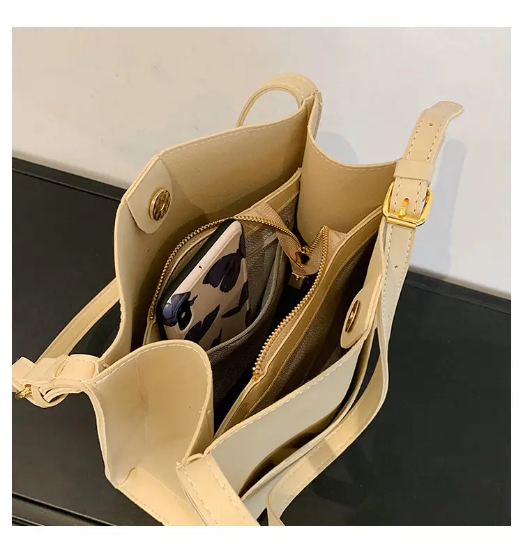 Women's Large Capacity Shoulder Messenger Bag Cream Gold — feature 18