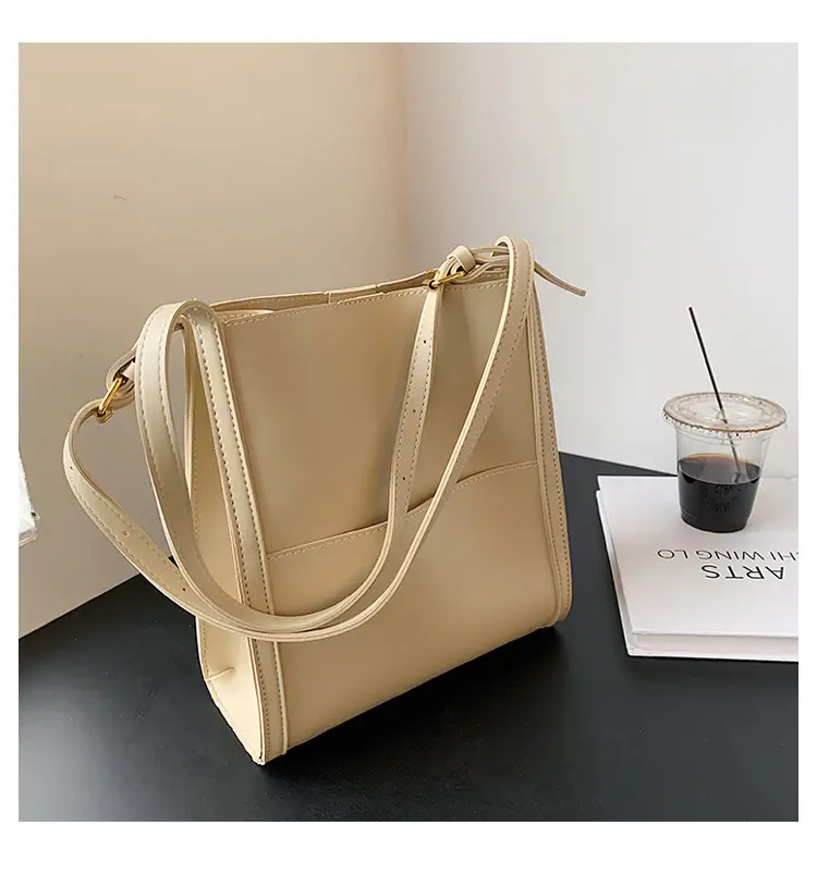Women's Large Capacity Shoulder Messenger Bag Cream Gold — feature 25