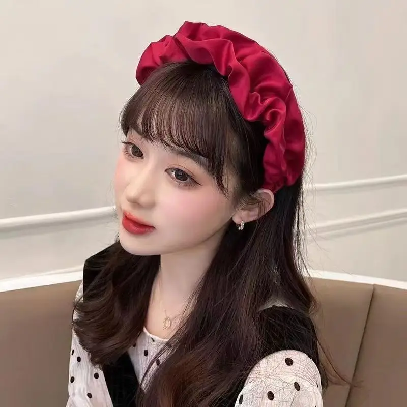 Black Satin High Cranial Hairband for Women - Image 51