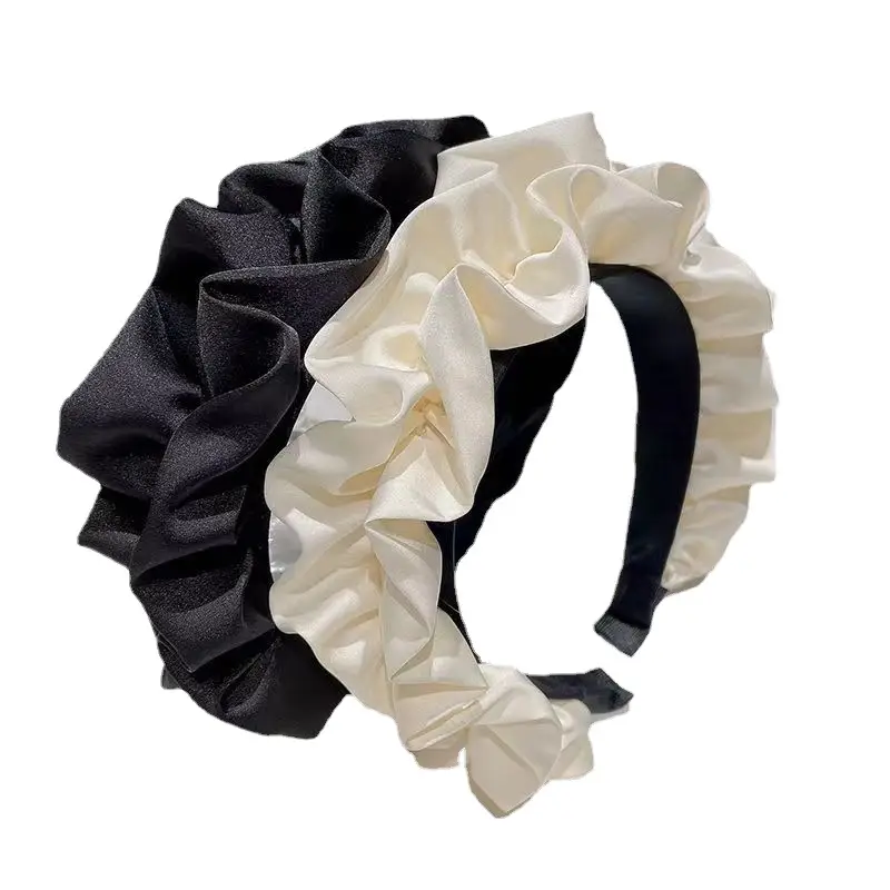 Black Satin High Cranial Hairband for Women - Image 53