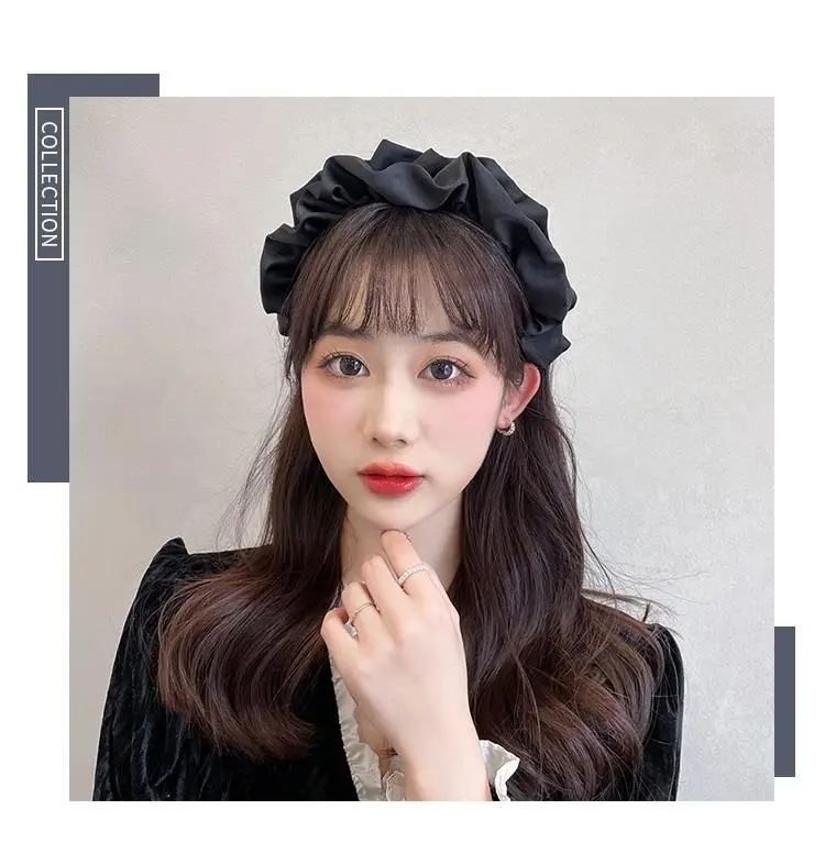 Black Satin High Cranial Hairband for Women — feature 7