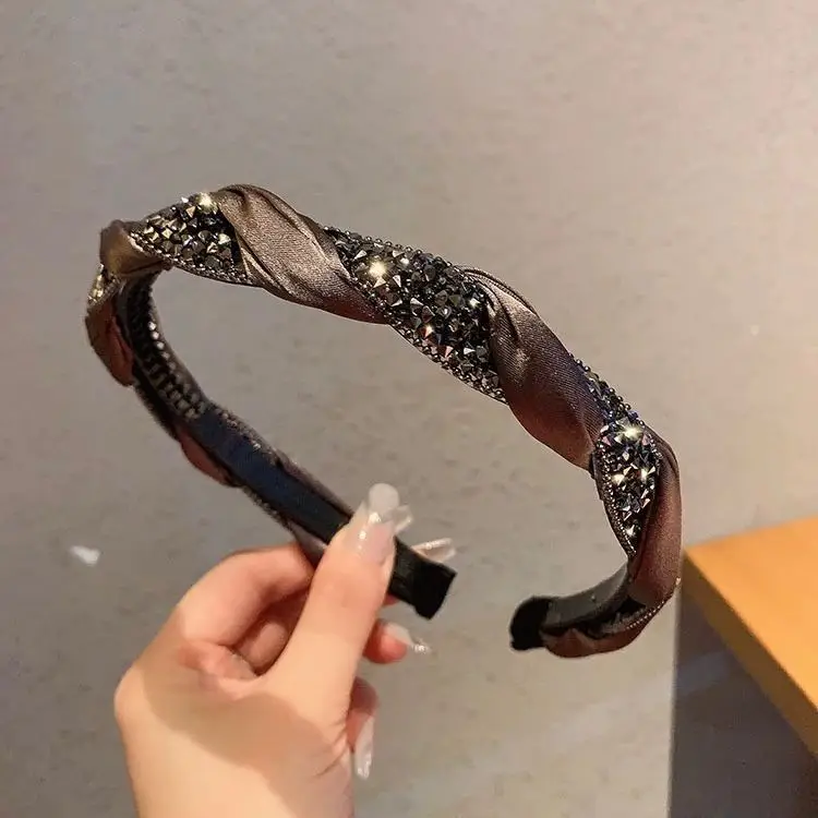 Black Satin High Cranial Hairband for Women - Image 13