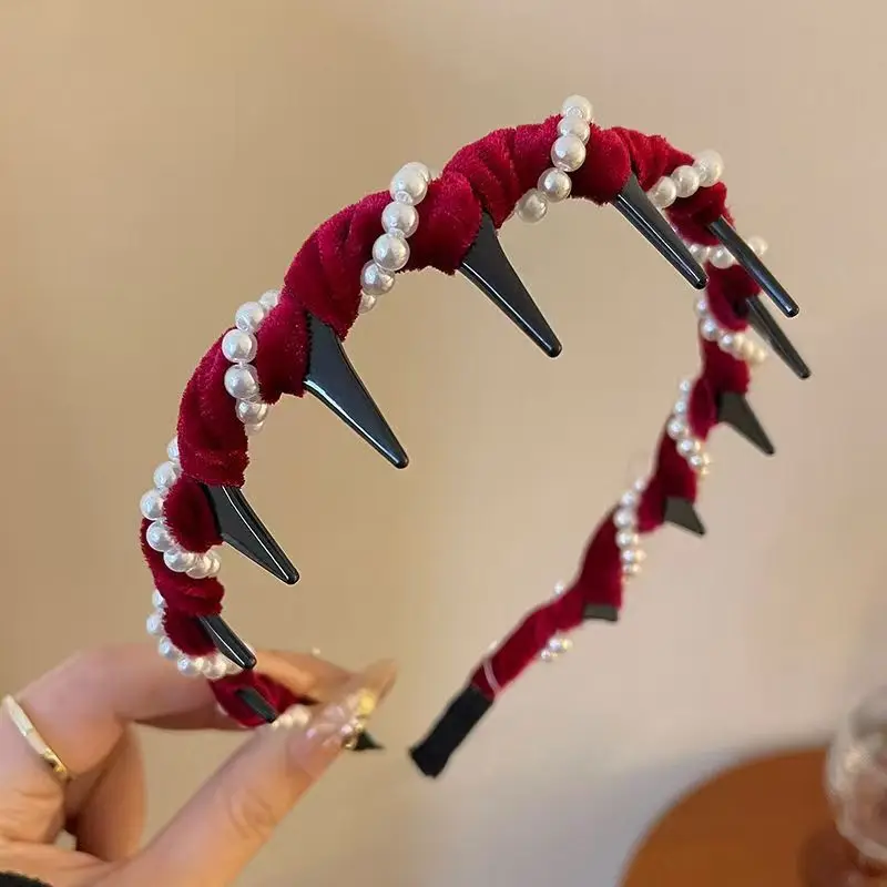 Black Satin High Cranial Hairband for Women - Image 14