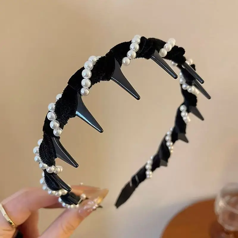 Black Satin High Cranial Hairband for Women - Image 15