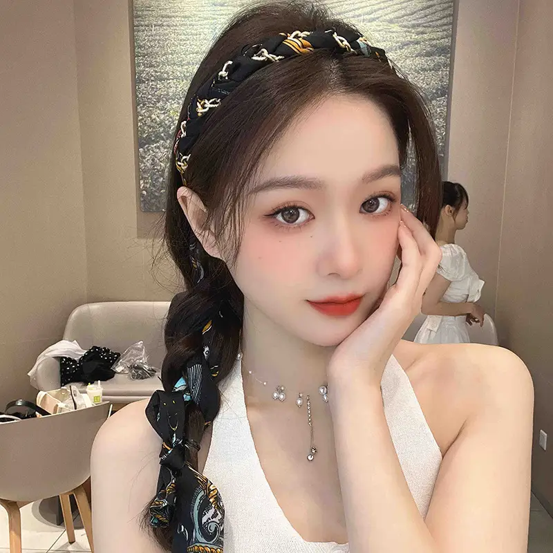 Black Satin High Cranial Hairband for Women - Image 17