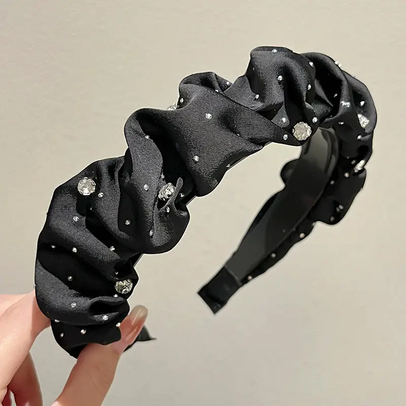 Black Satin High Cranial Hairband for Women - Image 22