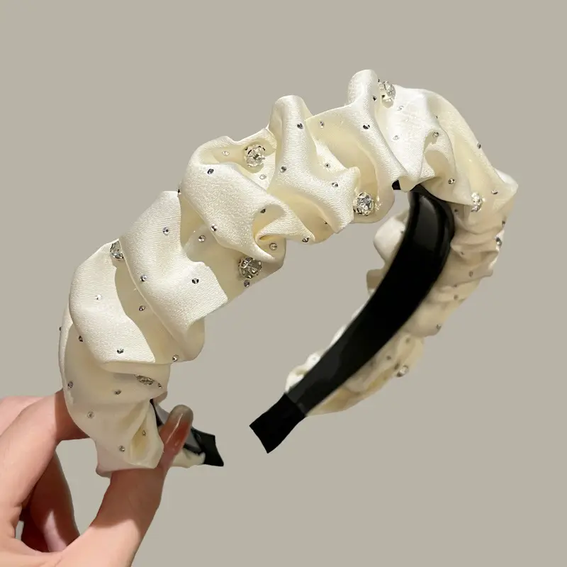 Black Satin High Cranial Hairband for Women - Image 23