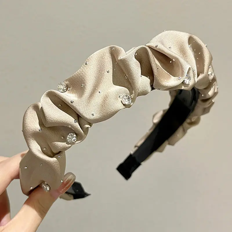 Black Satin High Cranial Hairband for Women - Image 24