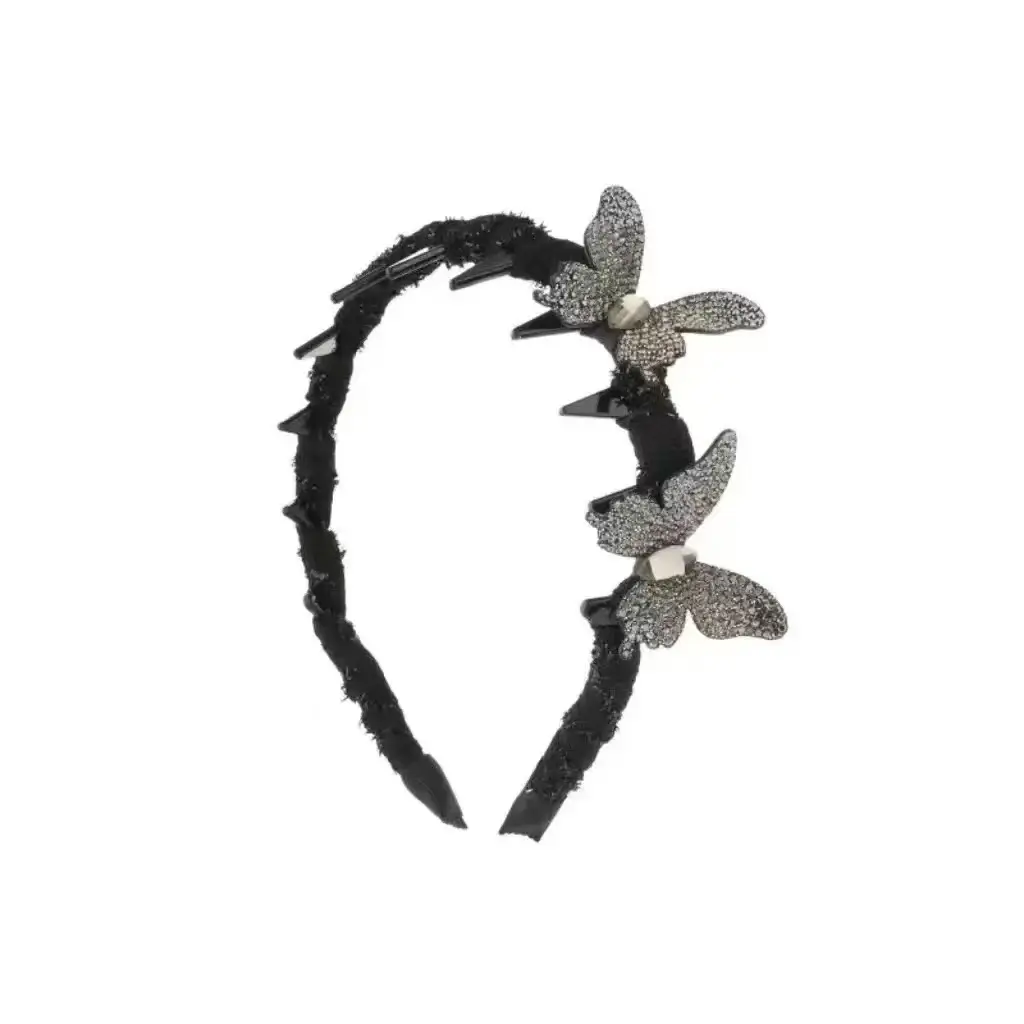 Black Satin High Cranial Hairband for Women - Image 25