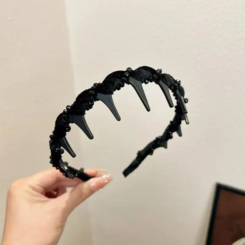 Black Satin High Cranial Hairband for Women - Image 26